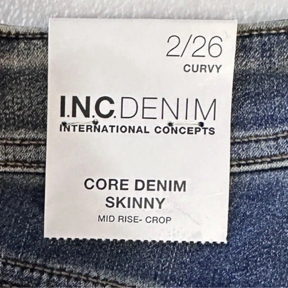 INC Denim Mid Rise Skinny Crop Jeans 2/26 Light Indigo Faded Wash NWT - Picture 6 of 15
